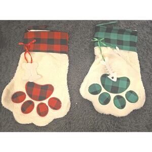 12185 New Set Of 2 Furry Friends Christmas Stocking for Dogs And Cats Rd And Gr